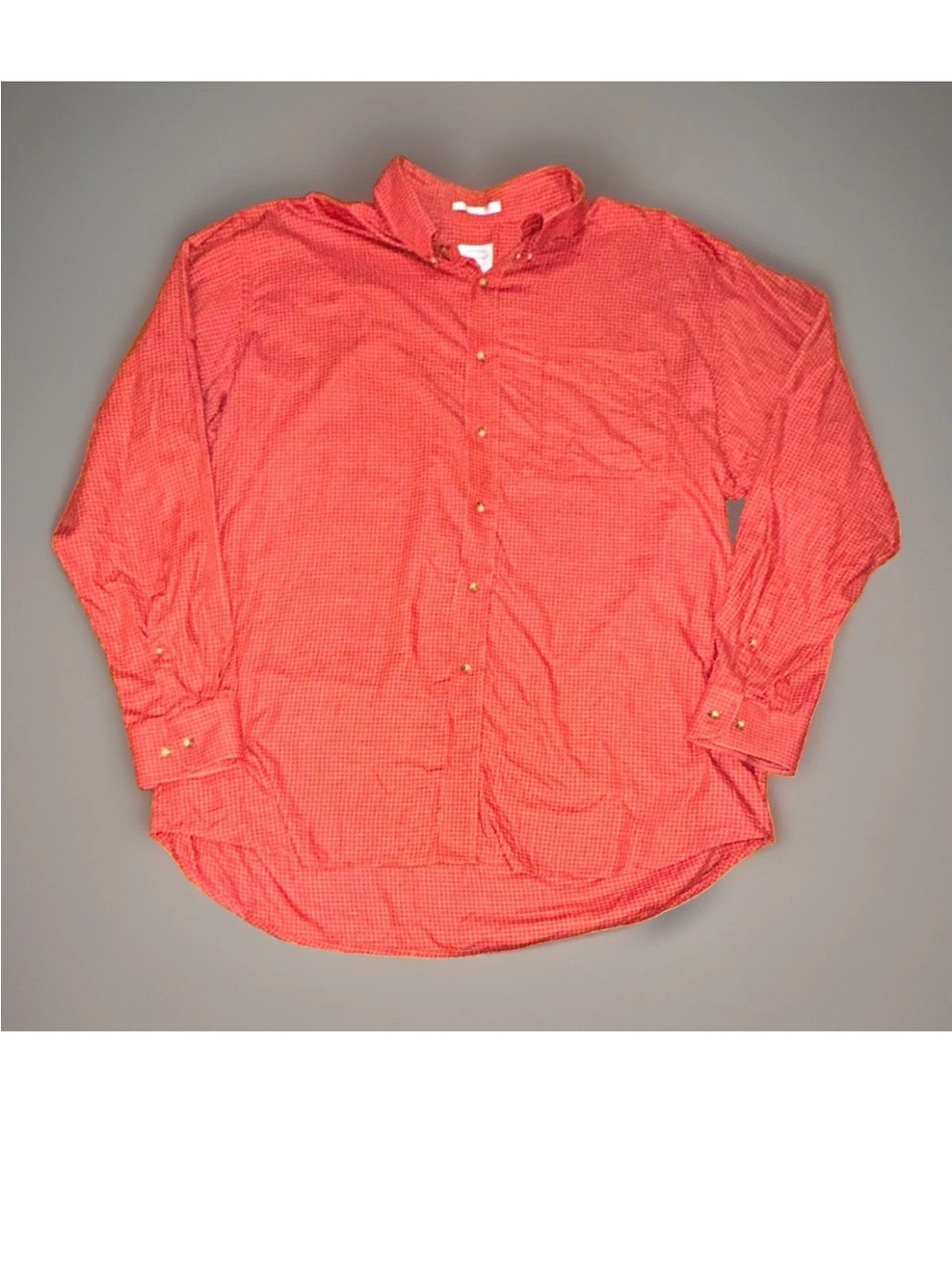 Forsyth Men's XL Brick Red Woven Cotton Long Sleeve Collared Button-Up Shirt